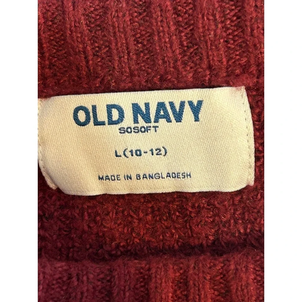 Old Navy Girls L 10-12 Burgundy Pink Love You Heart Sweater Coquette Preppy